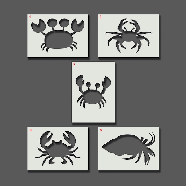 Pochoirs de crabe - Pochoirs réutilisables Wall Art Home Décor Peinture Art & Craft Sea Life Underwater Ocean Taille / Options de style A6, A5, A4, A3, A2