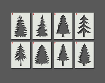 Pine Tree Stencils Part 1 - Reusable Stencils for Wall Art, Home Décor, Painting, Art & Craft, Size and Style options - A6, A5, A4, A3, A2