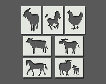 Farm / Farmyard Animal Stencils - Reusable Stencils for Wall Art, Home Décor, Painting, Art & Craft, Size options - A6, A5, A4, A3, A2