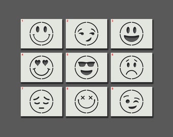 Emoji Face Stencil - Reusable Stencils for Wall Art, Home Décor, Painting, Art & Craft, Size options - A6, A5, A4, A3, A2