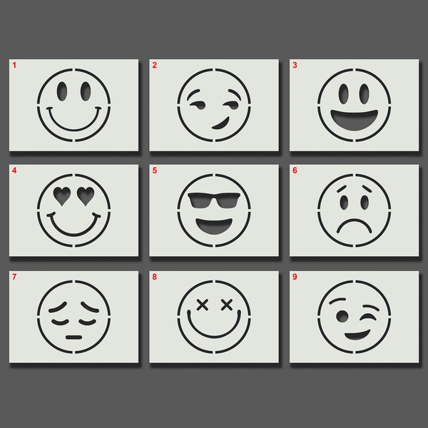 Emoji Face Stencil - Reusable Stencils for Wall Art, Home Décor, Painting, Art & Craft, Size options - A6, A5, A4, A3, A2