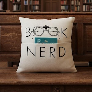 Book Nerd Pocket Pillow Cover: Library Nook Decor