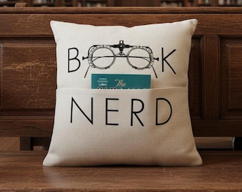 Book Nerd Pocket Pillow Cover: Library Nook Decor