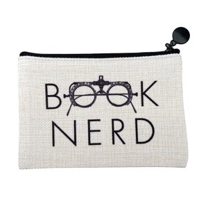 Book Nerd Flat Coin Purse Zipper Gift Credit Card Pouch