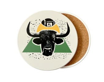 Bulls Florida Absorbent Ceramic Coaster with Cork Backing