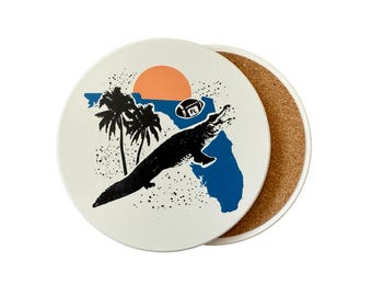 Florida Gator Football Absorbent Ceramic Coaster with Cork Backing