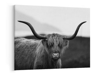 Scottish Highland Wall Art Brown Green Grey Cow Stag Canvas Picture Print