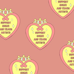 Support Queer and Trans Artists Sticker, Vinyl, Glossy, Waterproof, Dye-Cut, Sticker, LGBT, Pride, Queer, Trans,