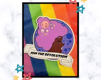 Join the Revolution Sticker, Glossy Sticker, Vinyl Sticker, Dye-Cut Sticker, Waterproof Sticker, Revolution, Poc, Qtpoc,