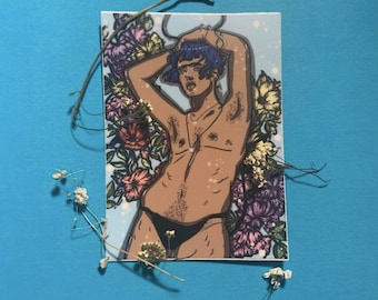 Emerald Glossy Sticker, Sticker, Vinyl, Dye-Cut, Waterproof, Glossy, Queer, Trans, LGBTQ+, Body Positive, Non-Binary, Art