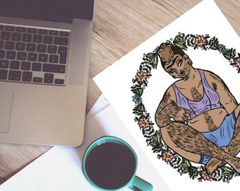 Lavender Art Print, Print, Body Hair, Love Yourself, Feminist Print, Digital Print, Body Positive, Body Positivity Print,