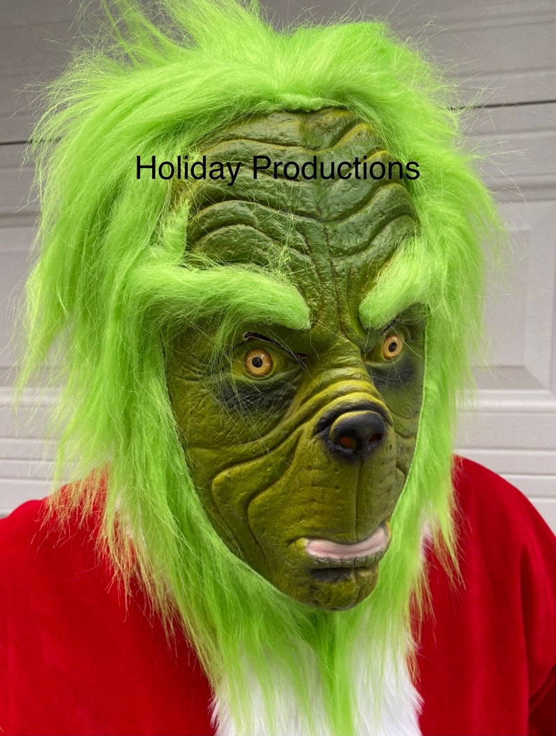 Deluxe Adult Large Grinch Mascot Costume Dr Seuss New Christmas Parade Ships ASAP Cosplay