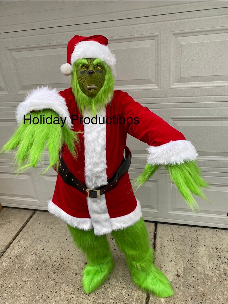 Deluxe Adult Large Grinch Mascot Costume Dr Seuss New Christmas Parade Ships ASAP Cosplay