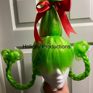 Cindy Style GROUCH Girl Costume Wig Who Adult New. Bright Green
