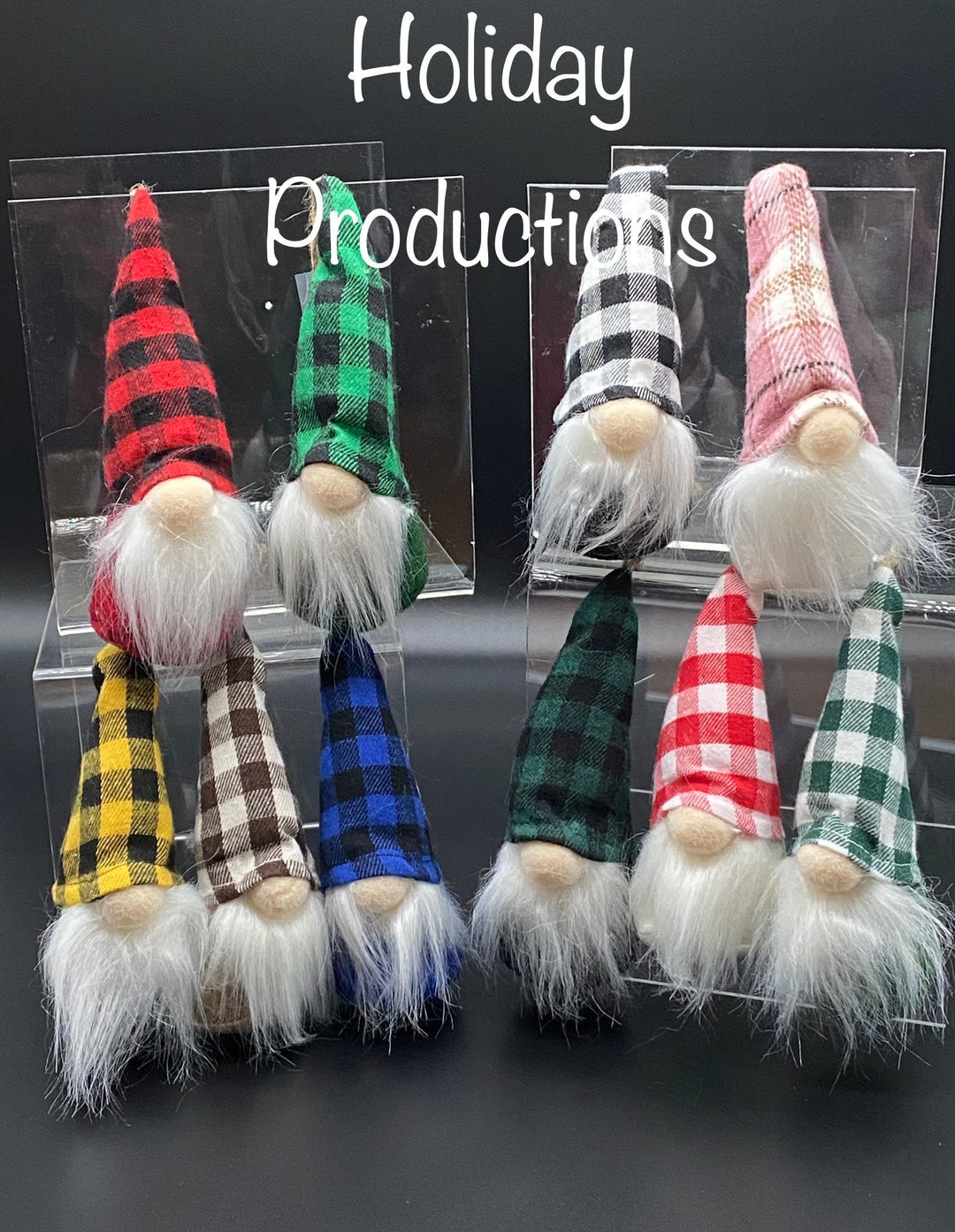 Set of 10 Plaid Whimsical 6 Christmas Gnome Tree Ornaments Crafts Wreaths Package Toppers New Etsy
