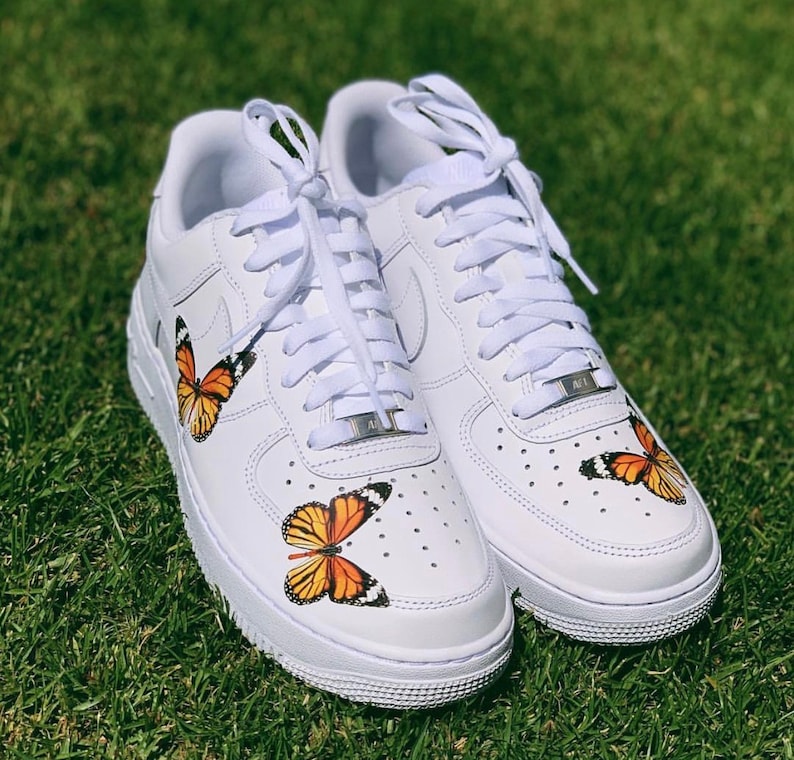 black air forces with butterflies