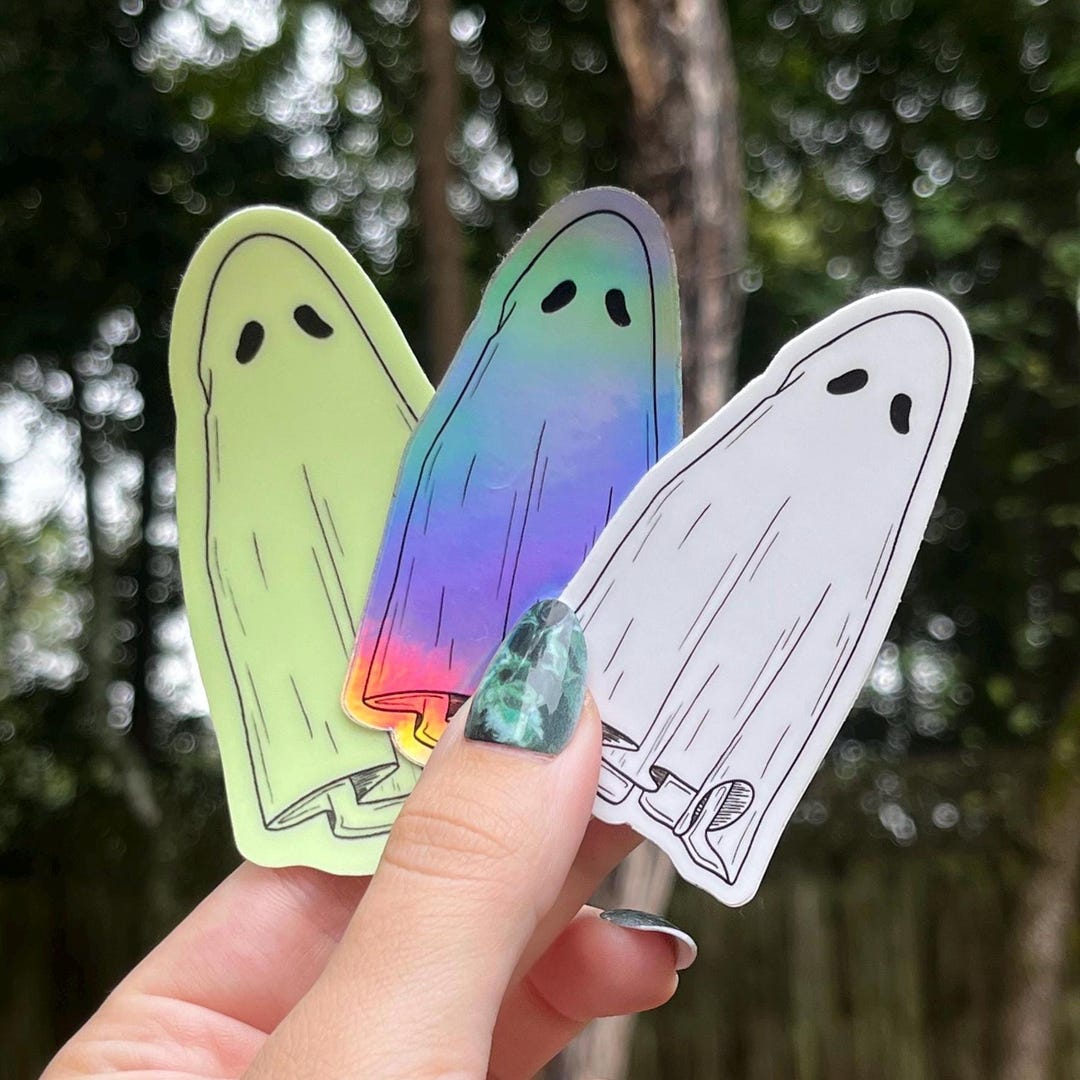 Shadow Ghost Sticker Ghost Sticker / Magnet — Holographic or Glow in the Dark - Etsy