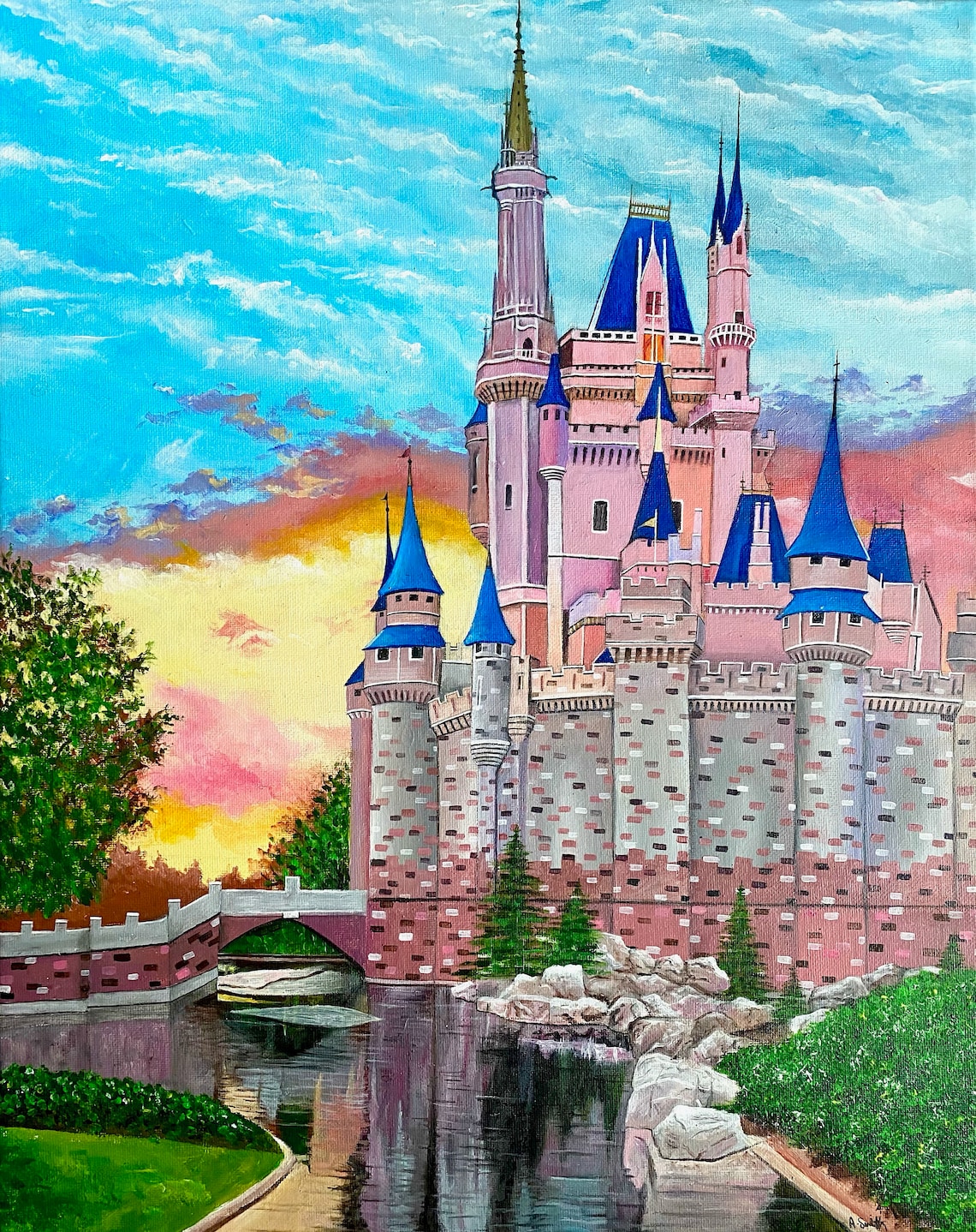Disney Castle Print Acrylic Painting Print Cinderella - Etsy