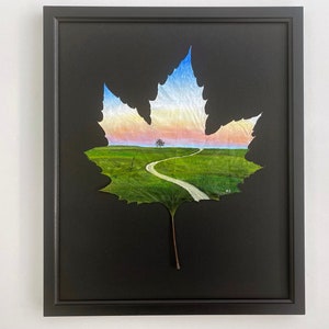 Oil Painting On Real Leaf | Framed Fine Art | Home Decor
