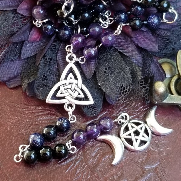 Triple Goddess Rosary ~ Triple Moon Goddess Prayer Beads ~ Triple Goddess Prayer Beads ~ Celtic Prayer Beads ~ Triple Goddess Necklace