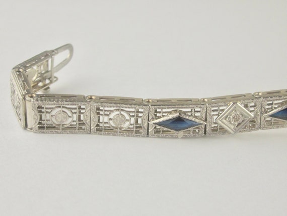 Exquisite Art Deco 14K Platinum Diamond Link Brac… - image 10