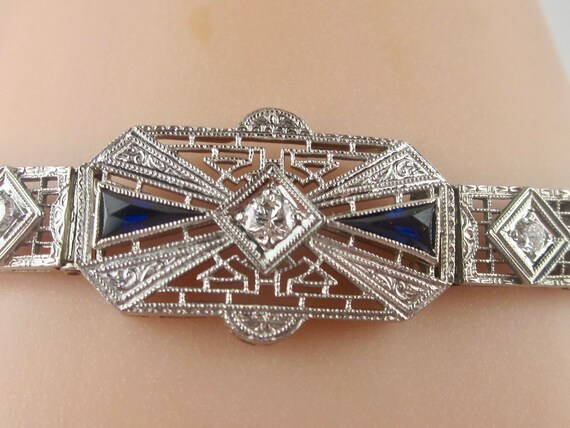 Exquisite Art Deco 14K Platinum Diamond Link Brac… - image 3