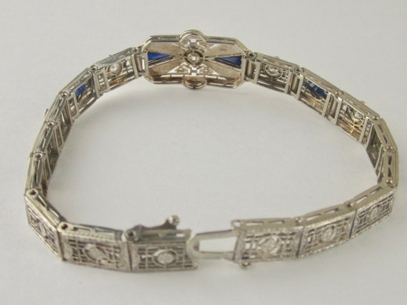 Exquisite Art Deco 14K Platinum Diamond Link Brac… - image 8