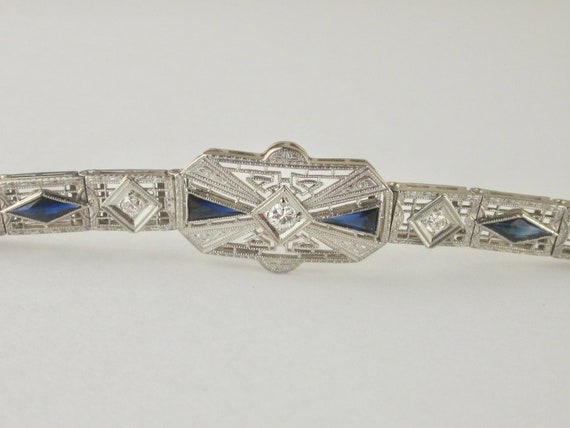 Exquisite Art Deco 14K Platinum Diamond Link Brac… - image 1