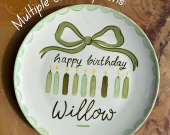 Personalized Multi Colour Choice Birthday Cake Plate: Custom Ceramic Keepsake