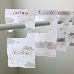 Clouds Wardrobe dividers / Neutral Closet dividers / Organisers / Baby Nursery / Nursery Decor / New Baby / Organising