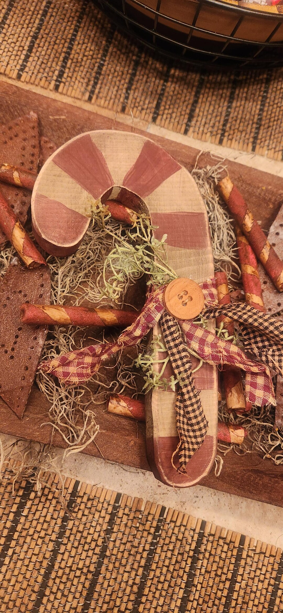 Wood Candy Cane, Rustic Ornament, Country Decor, Primitive Decor - Etsy