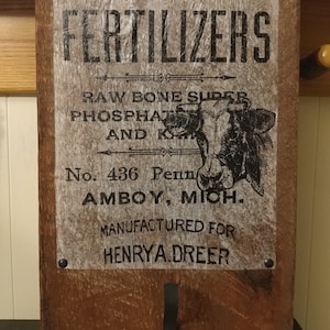 Baugh & Co Fertilizer Wood Sign, Barnwood, Amboy Michigan, No. 46, Ranch Decor