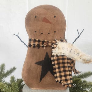 Primitive Snowman, Wood Snowman, Tier Tray Decor, Rustic