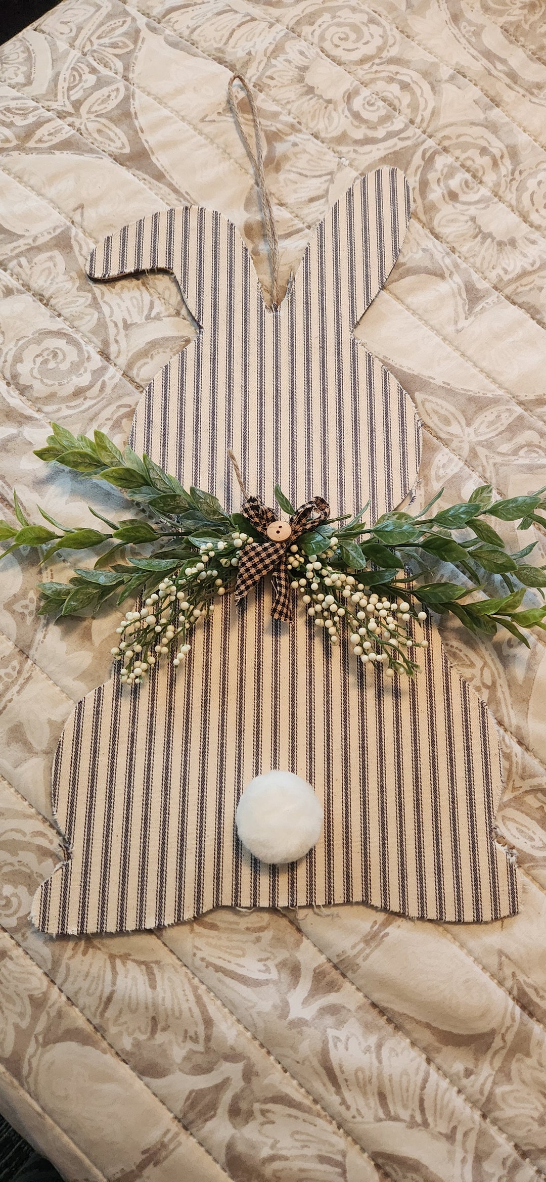 Wood Fabric Farmhouse Bunny Decor, Wall Hanging - Etsy