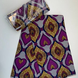 Unikat Afrikanischer Wax Print Stoff - Purpple Sweet Heart Design