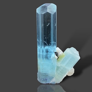 117g AAA Quality Rare Aquamarine Crystal Natural Beautifuly Terminated Bicrystal with Black Tourmaline Statement piece from shigar Pakistan