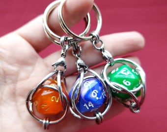 Caged D20 Chainmail Keychain - Random Color
