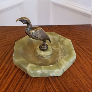 Bronzed Pelican and Onyx Trinket Dish