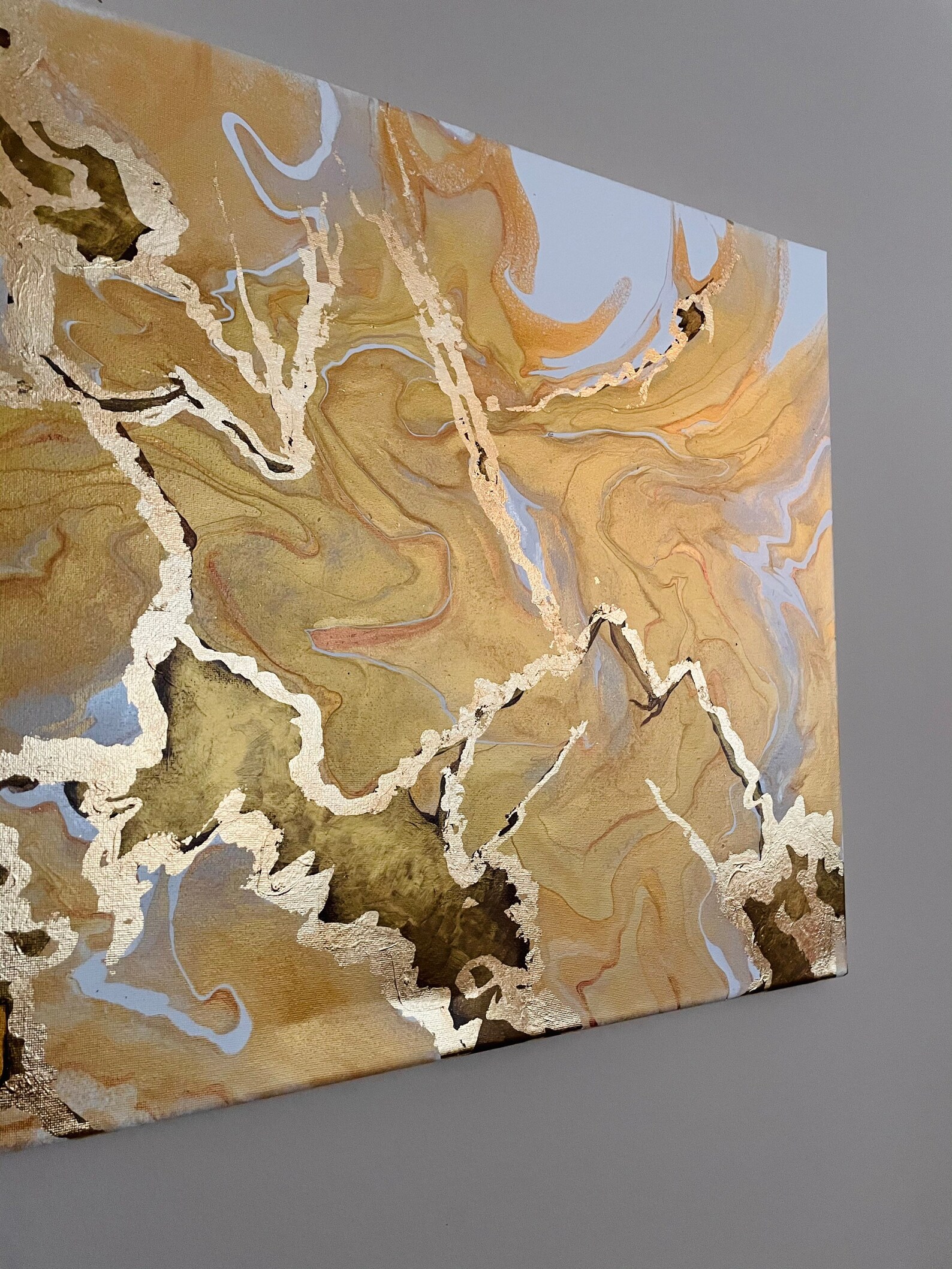 CanvasOriginal Gold Leaf & Acrylic Pour Painting Made in North | Etsy