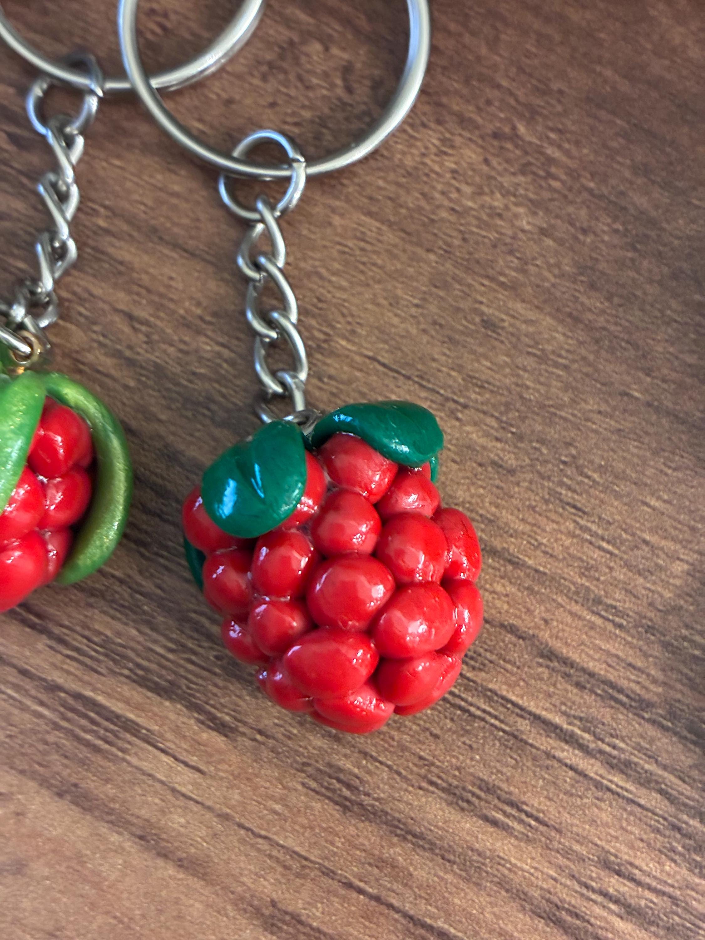 Handmade Raspberry Keychain-polymer Clay Fruit Charm, Cute Gift for ...