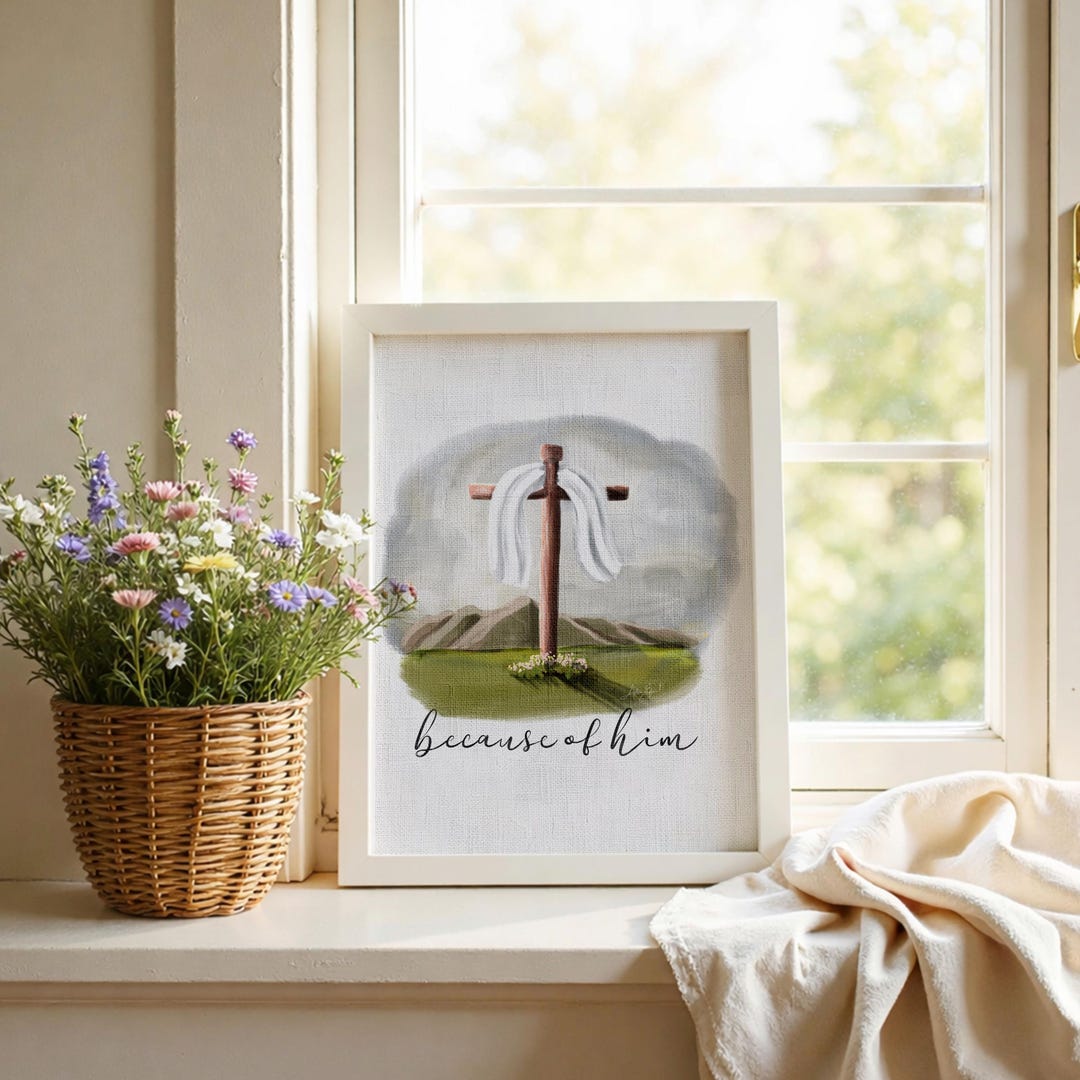Hand-painted Cross Art Print | Easter Christian Decor | Oil Painting ...