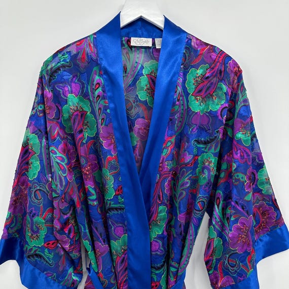 Vintage Kimono Robe Duster Medium Housecoat Silky… - image 4