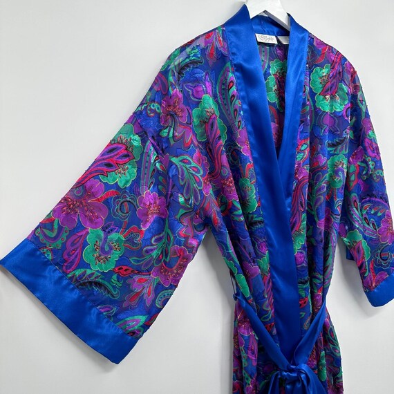 Vintage Kimono Robe Duster Medium Housecoat Silky… - image 2