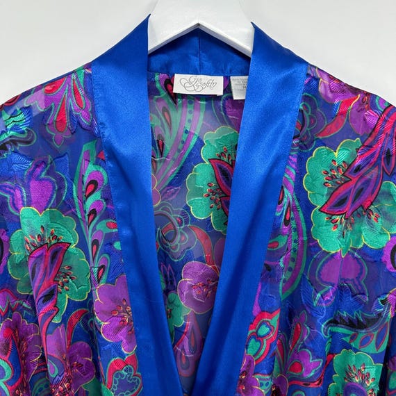 Vintage Kimono Robe Duster Medium Housecoat Silky… - image 5