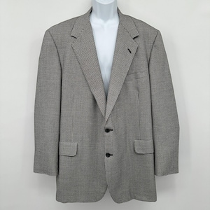 Vintage 90s Neiman Marcus Oxxford Cognosentes Collection Black Blazer 53&quot; Chest 34&quot; Length Houndstooth