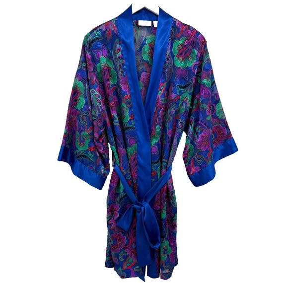 Vintage Kimono Robe Duster Medium Housecoat Silky… - image 1