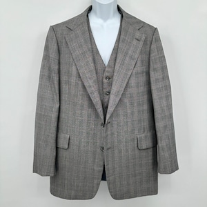 Vintage 70s Neiman Marcus Blazer Vest Mens Size 46 Extra Long Glenurquhart Check