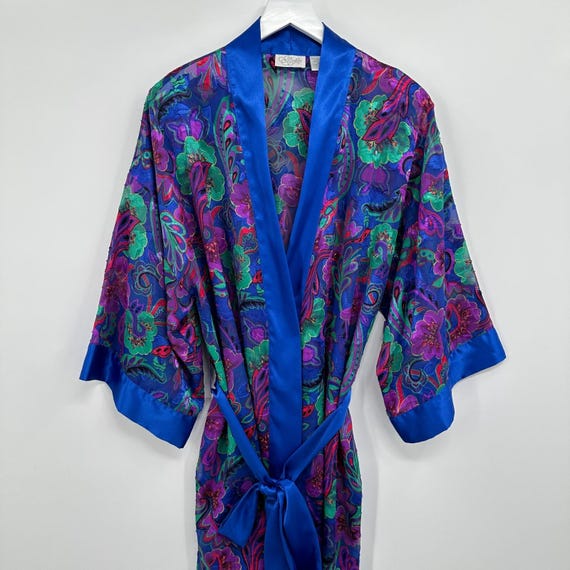Vintage Kimono Robe Duster Medium Housecoat Silky… - image 3