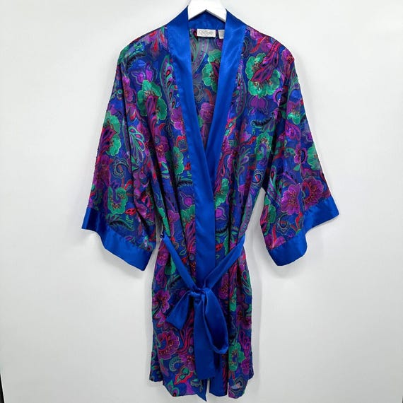 Vintage Kimono Robe Duster Medium Housecoat Silky… - image 13
