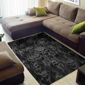 Smoke Skull Area Rug Dark Version-Skull Rug-Skull Room Decor Rug-Skull Home Decor Rugs-Skull Ome Living Rugs-